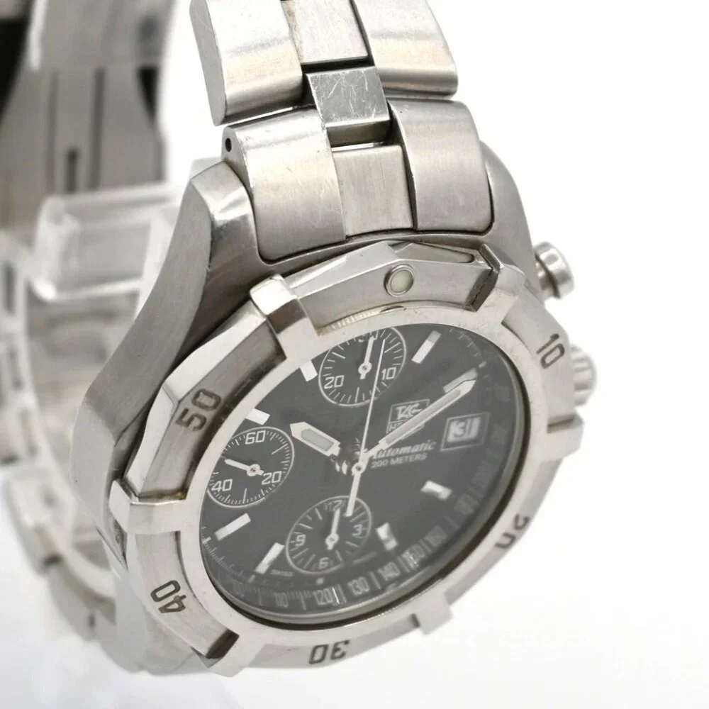 TAG HEUER Aquaracer Chronogra Date Watch CN2111 Automatic SS Black Dial